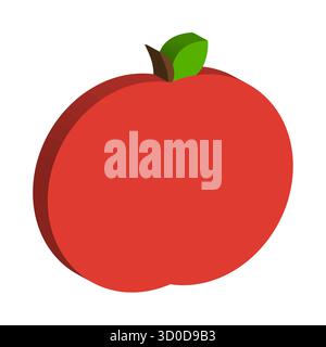 Apfelfrucht-Objekt. Rotes Farbsymbol. Vektor-Element für gesunde Lebensmittel. Frische, helle Illustration. Stock Vektor