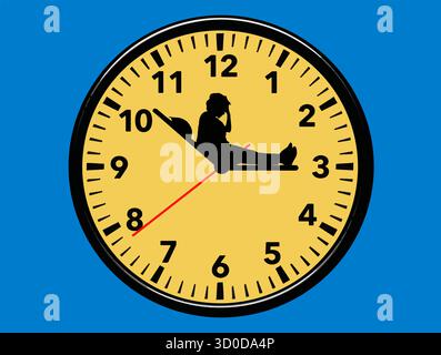 Es ist fast 3 Uhr morgens und diese Frau kann nicht schlafen in dieser 3D-Illustration über Schlaflosigkeit und Schlafstörungen. Stock Vektor