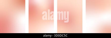 Hintergrund mit Rotgold-Farbverlauf. Set mit Vorlagen zur Herbstabstufung in Pink Sky. Vektorpastellhintergründe mit Unschärfeeffekt. Weiches Ombre-Beige und blassroter Wallpa Stock Vektor