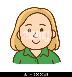 Zeichentrickfigur mit blondem Haar und grünem Hemd Stock Vektor