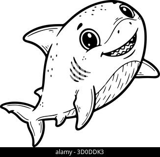 Hai-Symbol Kritzelei handgezeichnet. Clipart-Symbol für Umrisslinien. Vektorabbildung. Stock Vektor