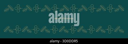 Festliche botanische dekorative Weihnachten, Silvester Linie mit natürlichen Ikonen. Winterpflanzen horizontales minimalistisches Vektorbanner, Karte, Poster Stock Vektor