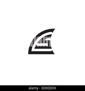 Letter LS, SL, CS oder SC und Shark Fin Logo oder Symbol Stock Vektor