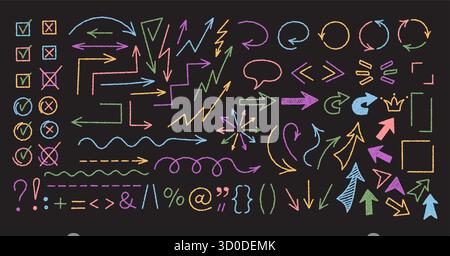 Kreide Kreide Pfeil Symbol Kollektion Set Stock Vektor