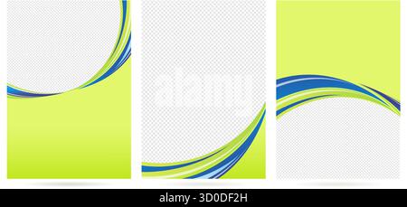 Drei Banner mit welligen Linien auf weißem Hintergrund für Hintergrund, Webbanner, Poster, Flyercover, Präsentationsfolien, Visitenkartenvorlage Stock Vektor