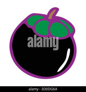 Bunte Stilisierte Mangosteen-Frucht-Illustration - Tropisches Grafikdesign Stock Vektor