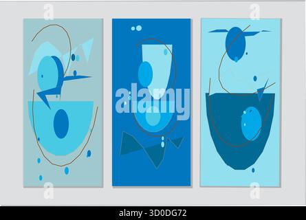 Dieses faszinierende, moderne, abstrakte Triptychon eignet sich perfekt für auffällige Poster, elegante Leinwanddrucke oder Drücke Stock Vektor