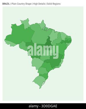 Brasilianische Landkarte. Hohe Details. Stil für Volumenkörperbereiche. Form Brasiliens. Vektorabbildung. Stock Vektor