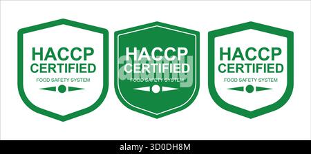 HACCP-zertifizierte Abzeichen für Lebensmittelsicherheitssysteme und Qualitätskontrolle Stock Vektor