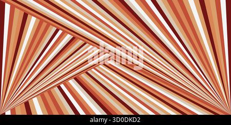 Lebendiger geometrischer Hintergrund mit konvergierenden diagonalen Streifen in warmen Braun- und Beigetönen, ideal für modernes Design oder Retro-inspirierte Projekte. Stock Vektor