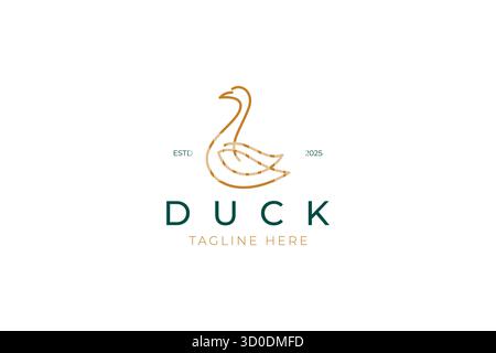 Ikonisches Line Art Swan oder Ente Logo einfach elegante Markenidentität Stock Vektor