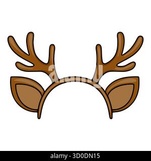 Eine bezaubernde Vektor-Illustration eines Hirschgeweih-Haarbands mit großen, ausdrucksstarken Ohren, perfekt für festliche oder skurrile Designs. Stock Vektor