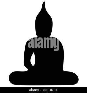 Sitzender Buddha Silhouette: Meditationsstellung Symbol für Vesak/Purnima Stock Vektor