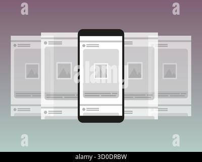 Mobiltelefonbildschirme. Präsentation der Benutzeroberfläche. App-Präsentationsvektor. Abbildung der Gerätetechnologie. Stock Vektor