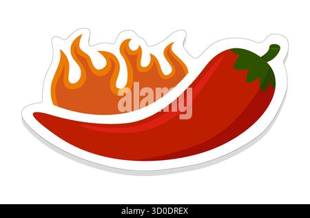 Rot heiße Chili. Flammenpfeffer-Symbol. Symbol für scharfe Speisen. Vektor-Kochen Illustration. Stock Vektor
