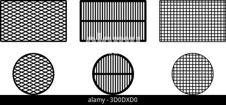 Grillgitter. Grillgitter, Draufsicht. Vernetzen Sie die Metalloberfläche mit Draht. Stock Vektor