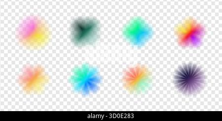 Abstrakte Collage mit Y2K-Farbverlauf und leuchtendem Glitzer und traumhafter Unschärfe. Minimale nostalgische Komposition in Rosa-, Blau- und Violetttönen. Dekorativ Stock Vektor