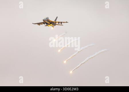 MELBOURNE, AUSTRALIEN - 29. MÄRZ: RAAF FA-18F Super Hornet wurde während der Avalon Airshow 2025 am Avalon Airport am 29. März 2025 in Melbour gesehen Stockfoto