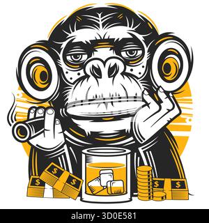 Vintage Premium Whiskey-Logo mit handschriftlichem Schriftzug. Für Getränke, Rum, Pub, Gesellschaft. Stock Vektor