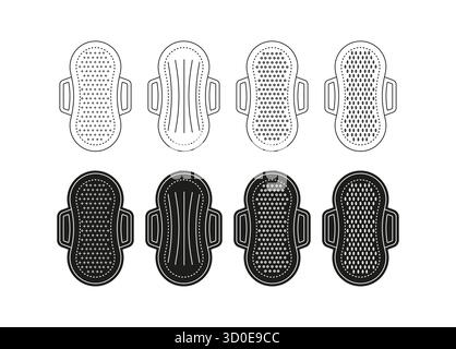 Hygienepads Damenhygiene Produkte Vektor-Symbol Set Stock Vektor
