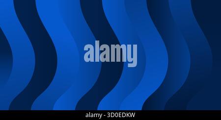 Fließender blauer abstrakter Hintergrund mit vertikalen wellenförmigen Linien und glatten Farbverläufen, die an Bewegung und moderne Eleganz erinnern. Stock Vektor