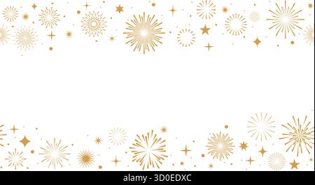 Feuerwerk Hintergrund, goldene Feuerwerk Grenze, Silvester Rahmen Stock Vektor