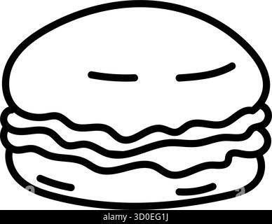 Handgezeichnete Schwarz-weiß-Umrandung Macaron Illustration in minimalem Stil, geeignet zum Ausmalen von Büchern, Bäckereisymbolen, Aufklebern und Designelementen. Stock Vektor