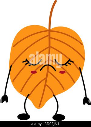 Der Charakter des Herbstblattes Kawaii besticht durch ein leuchtendes Orange, ausdrucksstarke Augen und ein verspieltes Design. Diese bezaubernde Illustration fängt das wesentliche o ein Stock Vektor