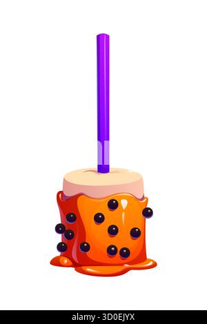 Cartoon süßer Halloween Marshmallow mit Zuckerguss Stock Vektor