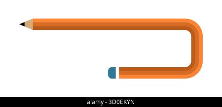 Kreative gekrümmte Bleistiftvektor-Illustration perfekt für Bildung Kunst Design Schreiben und Kreativität Themen isoliert auf weißem Hintergrund ideal für Web p Stock Vektor