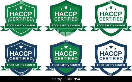 HACCP Certified Food Safety System Badges für Produktverpackung und Qualitätssicherung Stock Vektor