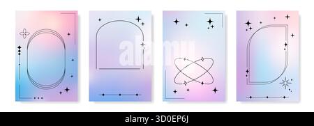 Farbenfrohe Hintergründe mit Farbverlauf und einzigartigen Liniendesigns, perfekt für verschiedene moderne digitale Anwendungen Stock Vektor