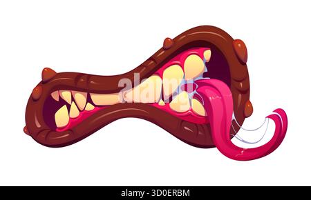 Cartoon Halloween Monster Mund mit gelben Zähnen Stock Vektor