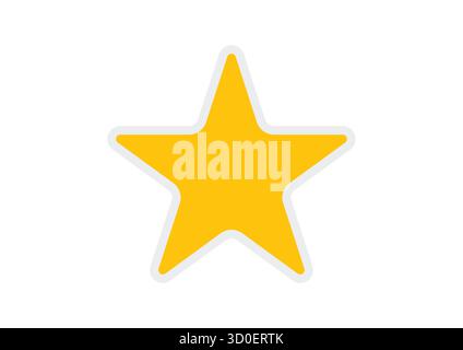 Gelbes Sternsymbol – symmetrisches fünf-Punkte-Favoritensymbol mit Kontur. Gold Star oder Lieblingssymbol für Apps. Gelbes Sternsymbol Stock Vektor