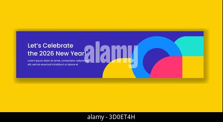 Billboard Happy New Year 2026 Flat Cartoon Hand Gezeichnete Vorlagen Illustration Stock Vektor