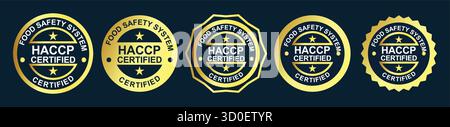 HACCP-zertifizierte Lebensmittelsicherheitsabzeichen für Qualitätssicherung und Hygiene-Compliance Stock Vektor