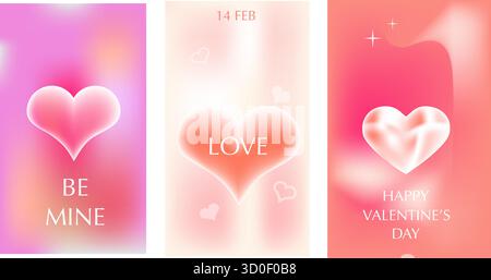 Abstrakter Y2K-Hintergrund mit Herzformen in Pink und Pfirsich. Niedliches Pastelldesign für Banner, Poster oder Valentinskarte. Moderne Vektorillustration. Stock Vektor