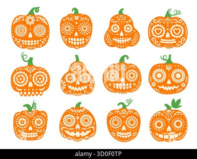 Mexikanische Kürbisse mit geschnitzten Augen Stock Vektor