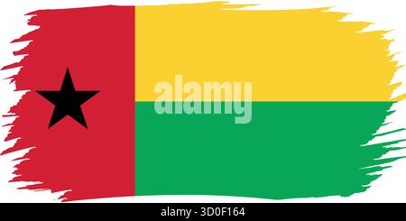 Flagge von Guinea-Bissau. Nationales Symbol in offiziellen Farben. Vorlagensymbol. Abstrakter Vektorhintergrund Stock Vektor