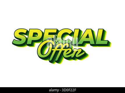 Eine lebendige Grafik mit dem Text Sonderangebot in kräftigen, grünen und gelben Farben und modernem Design. Stock Vektor