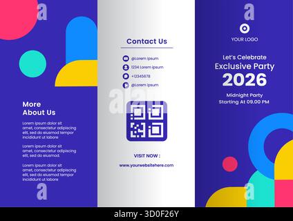 Happy New Year 2026 Flat Cartoon Illustration für Broschürenvorlagen Hintergrund Stock Vektor