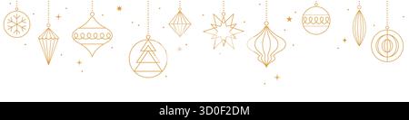 Weihnachtsschmuck-Grenze, goldene Dekoration Hintergrund Stock Vektor