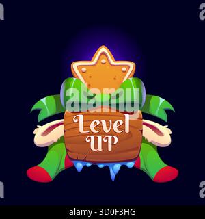 Weihnachten Level höher, Weihnachtsspiel-Symbol für Belohnung Stock Vektor