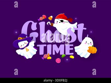 Ghost Time Zitat, Halloween Grußkarte Stock Vektor