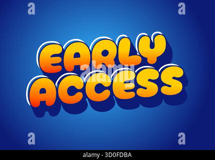 Farbenfrohe Textgrafik mit den Worten Early Access in verspielter, fetter Schrift auf blauem Hintergrund Stock Vektor