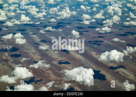 Flug Windhoek - Addis Abeba: Blick aus der Ebene der Ackerland, Region Khomas, Namibia Stockfoto