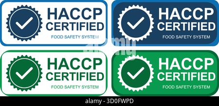 HACCP Certified Food Safety System Badges für Produktverpackung und Qualitätssicherung Stock Vektor