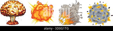 Set mit Explosionseffekt für Zeichentrickfilme, perfekt für Spiele, Banner, Poster und alle grafischen Anforderungen Stock Vektor