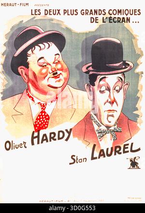 Laurel und Hardy waren ein englisch-amerikanisches Comedy-Duo, das während der frühen klassischen Hollywood-Ära des amerikanischen Kinos aktiv war. Das Paar trat in 107 Filmen auf, darunter Stummfilme, Kurztonfilme und Spielfilme. Sie gelten als eine der größten Comedy-Acts aller Zeiten. Stockfoto