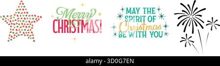 Retro-Weihnachtsgrafik mit Stern- und festlichen Sprüchen Stock Vektor